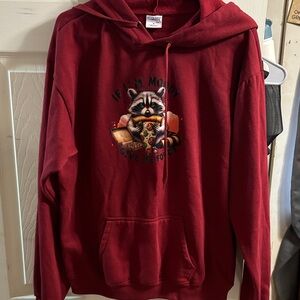 Moody Raccoon Red Hoodie